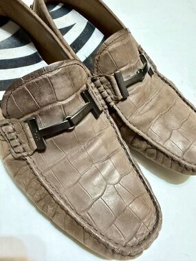 Tod’s Brown Croc-Embossed Leather Gommino Driving Shoes - Men's Size 9